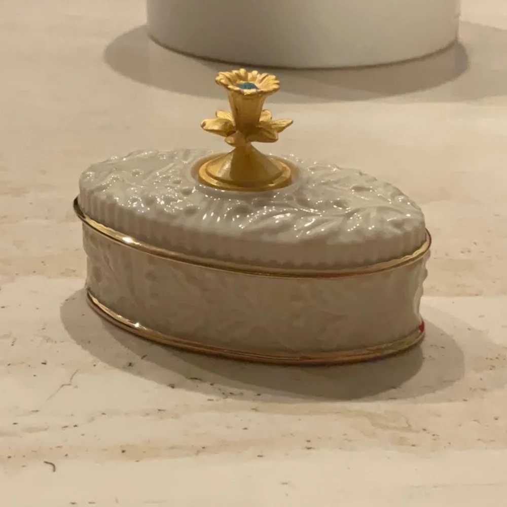 Lenox Trinket Box 1999 Aquamarine Gem Stone March Birthstone Collection Vintage - Picture 2 of 14